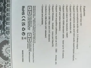 Capturadora Video HDMI 4K USB 3.0