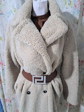Abrigo largo borreguito beige