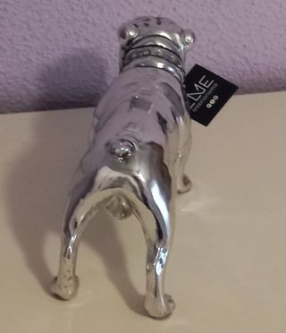 Figura Bulldog Resina Plateado