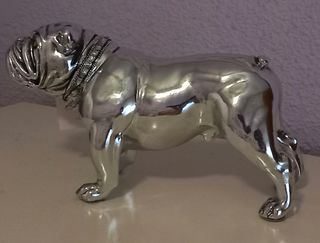 Figura Bulldog Resina Plateado