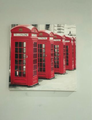 Estor, cojines y cuadro a juego