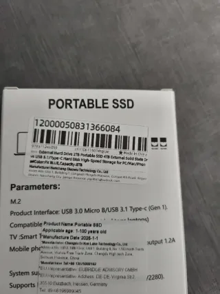 Disco SSD Portátil 8TB USB 3.1