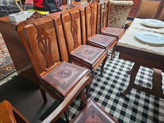 Cadeiras antigas, sem braços, estilo Queen Anne -