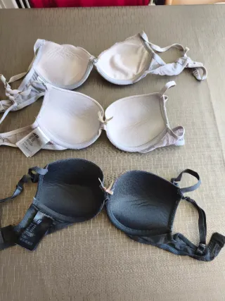 Sujetador push up gris y beis 75A