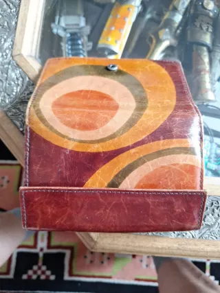 Cartera de piel mujer marrón y verde