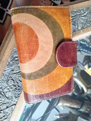 Cartera de piel mujer marrón y verde