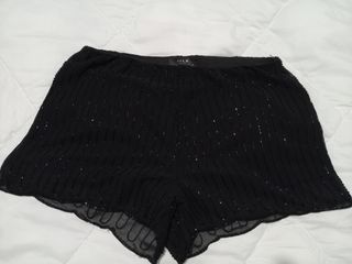 Pantalón corto gasa VILA lentejuelas negro
