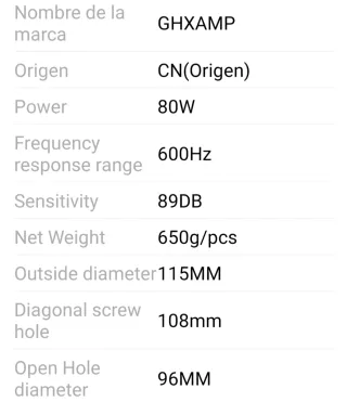 Pareja Altavoces Sonidos Medios Hi-Fi