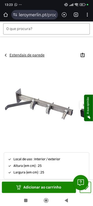 Estendal de parede interior/exterior