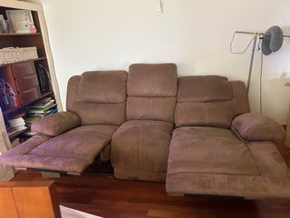Sofá reclinable 3 plazas marrón reclinable