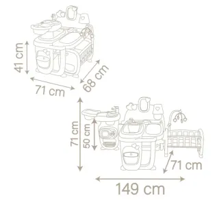 Bañera, cuna y cocina para muñecas plegable