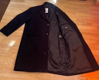 Abrigo largo lana negro Zara