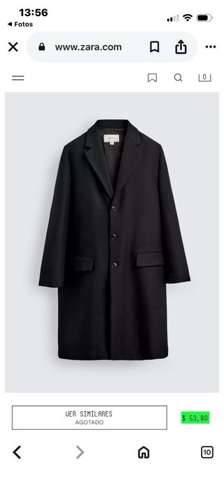 Abrigo largo lana negro Zara