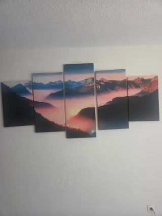 Set di 5 Quadri Paesaggio di Montagna (Polittico)