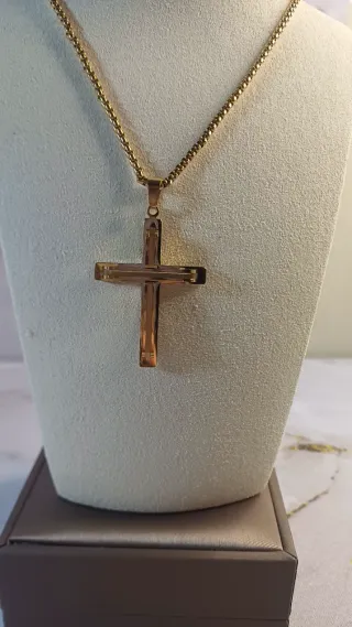 Cadena y Cruz Chapado Oro