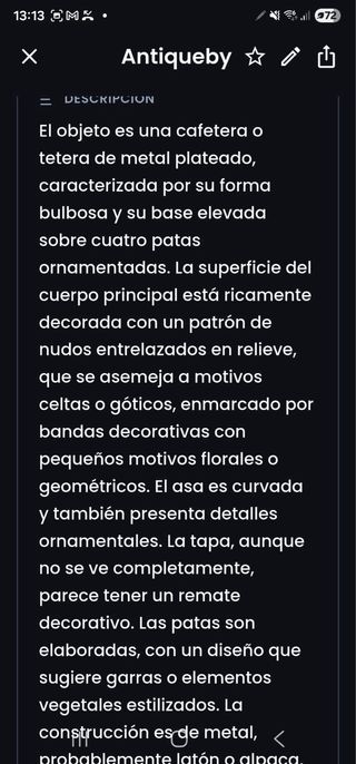 Tetera de plata antigua