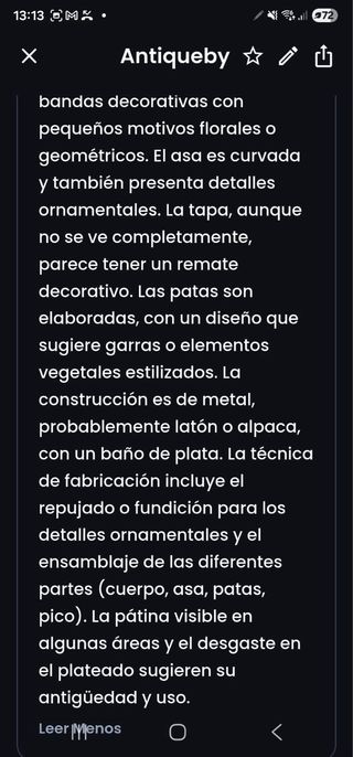 Tetera de plata antigua