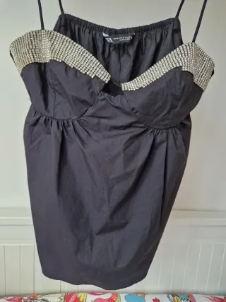 Top Zara Negro con Pedrería Talla M