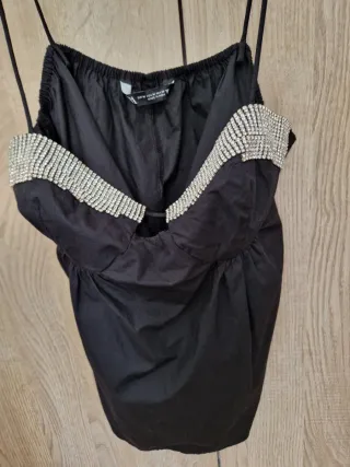 Top Zara Negro con Pedrería Talla M
