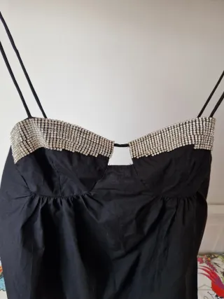 Top Zara Negro con Pedrería Talla M