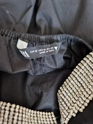 Top Zara Negro con Pedrería Talla M