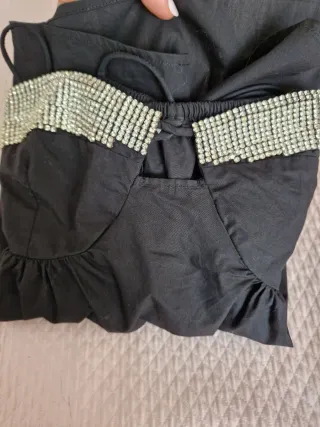 Top Zara Negro con Pedrería Talla M