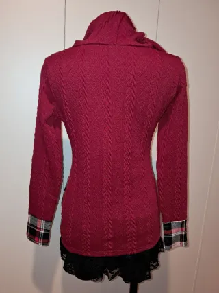 Blusa de punto con estampado de cuadros