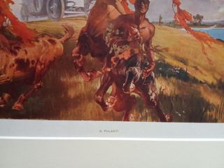 Zincografia Liberty 1920 G. Palanti Centauri auto