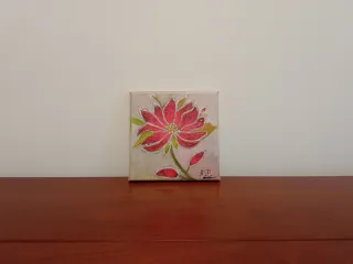 Pintura al óleo de flor roja