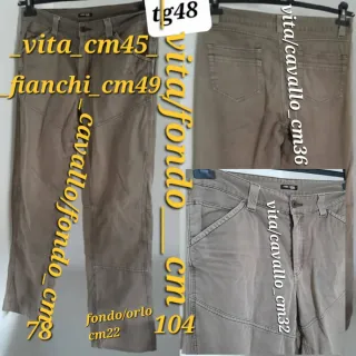 Pantaloni Modi&Moda tg 48/ M Cotone Beige