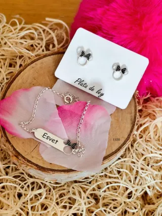 Conjunto Plata de Ley Minnie Mouse
