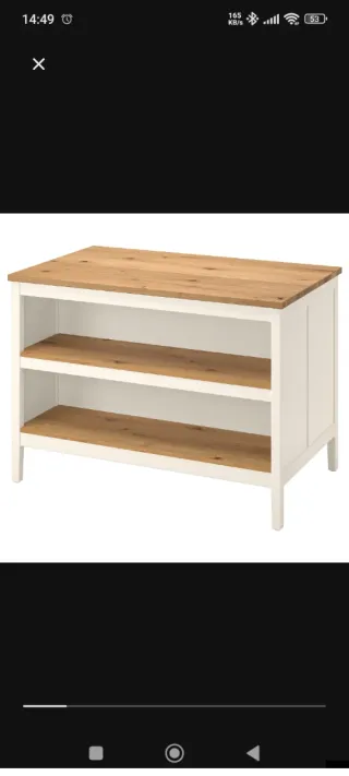 Isla de cocina madera + taburetes madera