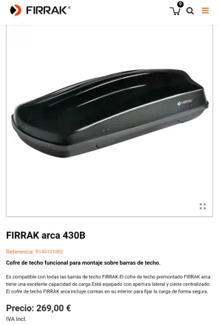 Cofre de techo Firrak Arca 430B y barras Cruz Airo
