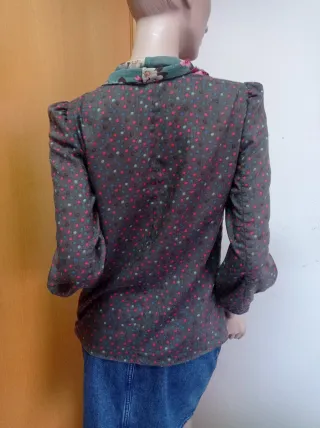 Blusa Kenzo gris topos con lazo floral