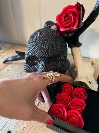 Anillos Serpiente Dorados con Rubíes
