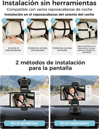 Cámara GHB vigilabebés coche con pantalla de 5''