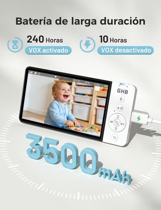 Cámara GHB vigilabebés coche con pantalla de 5''