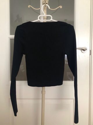 Top Stradivarius Negro Manga Larga