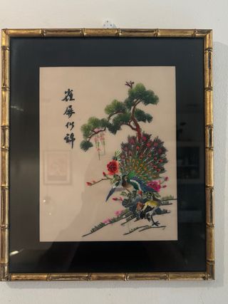 Set di 5 quadri ricamati vintage