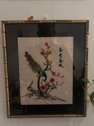 Set di 5 quadri ricamati vintage