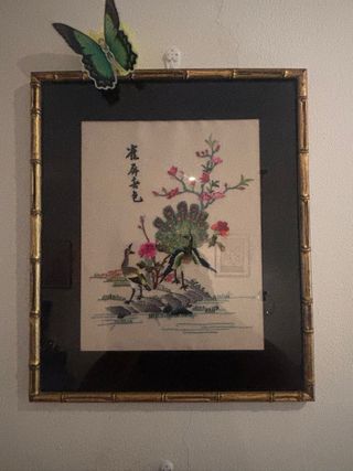 Set di 5 quadri ricamati vintage