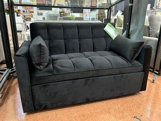 Sofá Cama 2 Plazas Negro Terciopelo