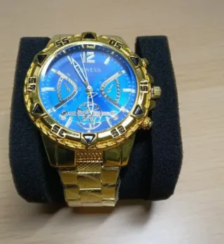Reloj Geneva Elegante Dorado y Azul