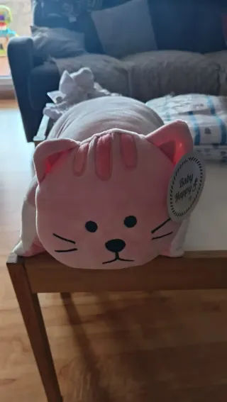 Peluche cojín y Manta Gatito Rosa