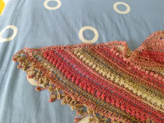 Chal crochet algodón salmón y beige