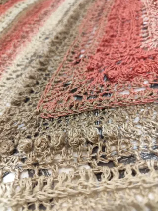 Chal crochet algodón salmón y beige