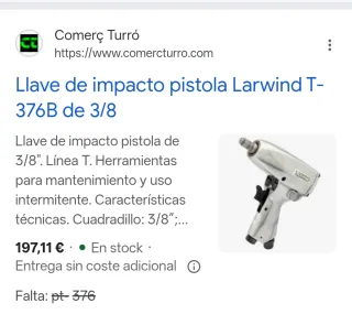 Pistola de impacto neumática 3/8