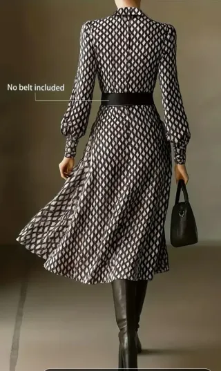 Vestido camisero estampado blanco y negro