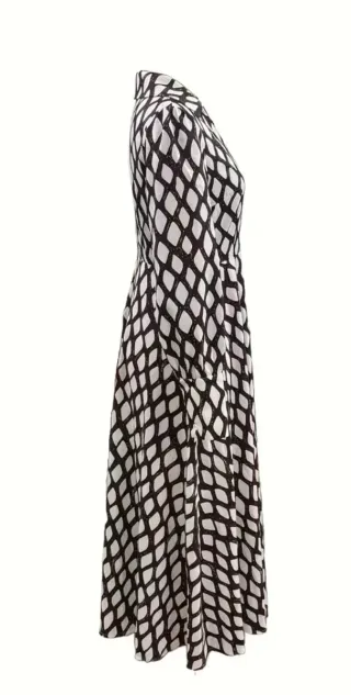 Vestido camisero estampado blanco y negro