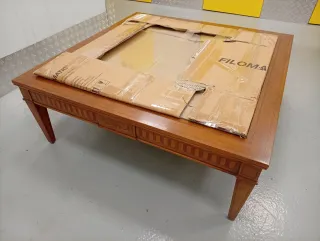 Mesa baja madera y cristal